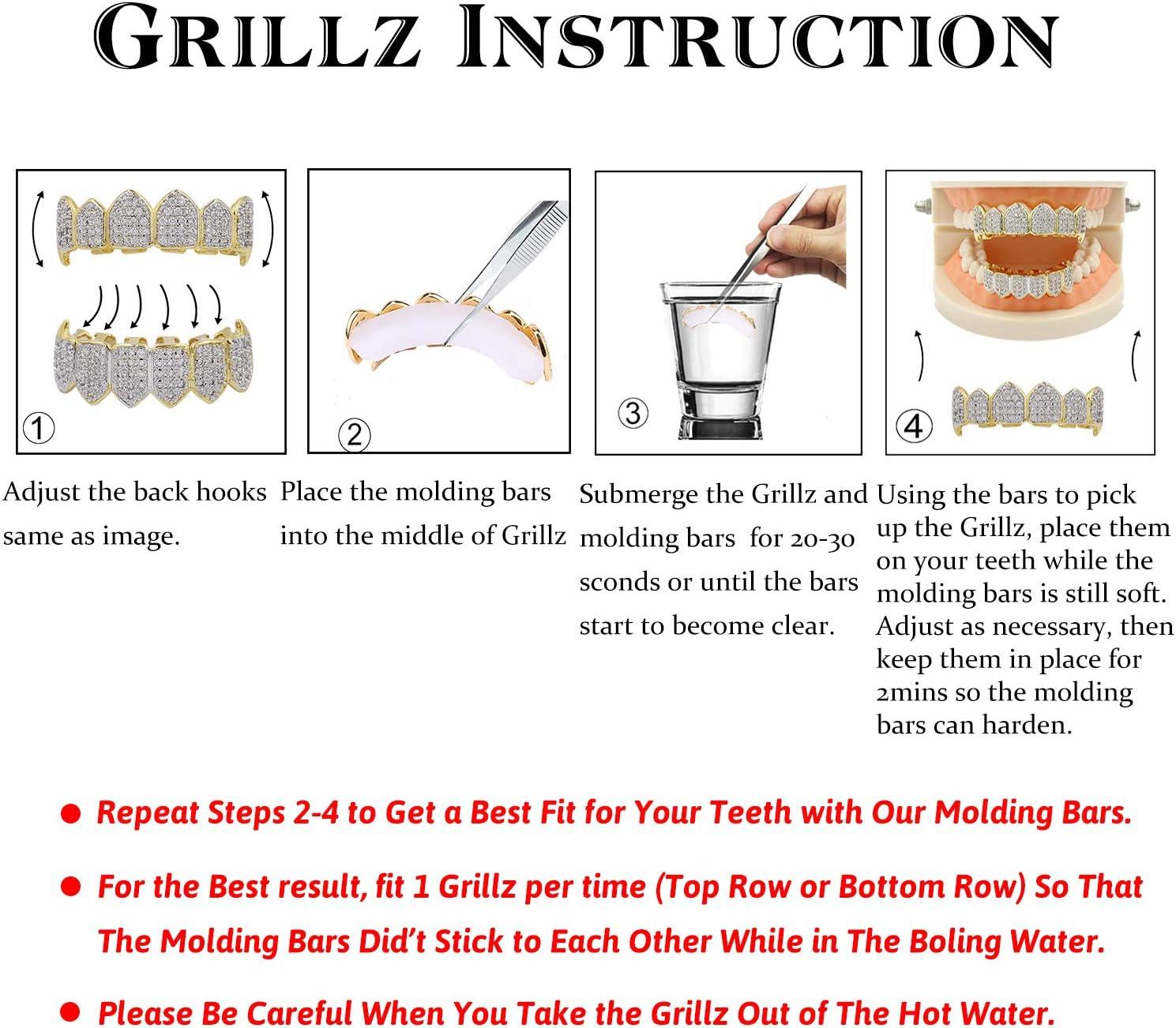 imageTOPGRILLZ Vampire Teeth Grillz Teeth Gold Grills for Your Teeth Hip Hop Half Fang Slug Grillz for Men Women 18K Gold Plated Gold Jewlry Rapper CostumeGold
