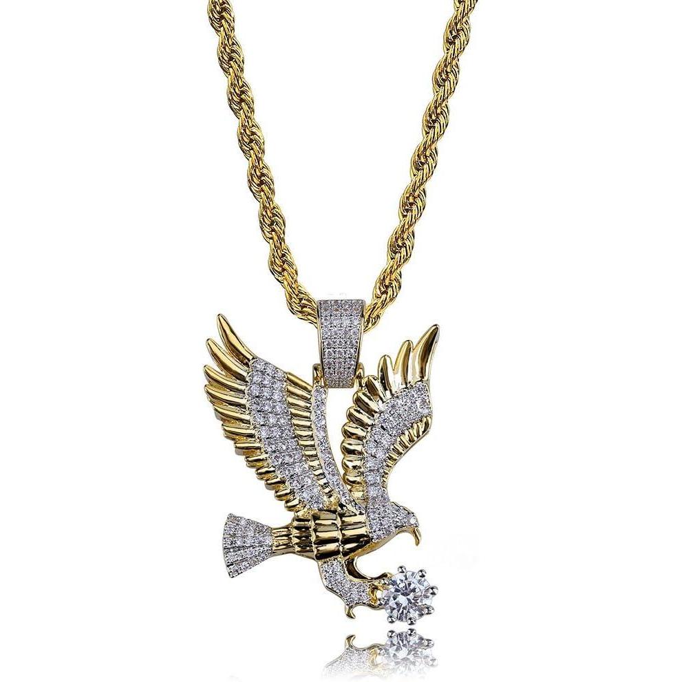 imageTOPGRILLZ Goat Chain Gold Necklace for Men Eagle Chain Rope Iced out Cubic Zirconia 14K Gold Plated Stainless Steel Necklace 24quot Birthday GiftsGold