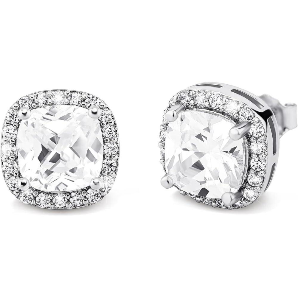 imageTOPGRILLZ Square Stud Earrings 925 Sterling Silver 5A Cubic Zirconia 14K Gold Black Diamonds Stud Earrings For Men Women Aretes De HombreSilver
