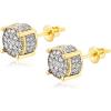 imageTOPGRILLZ Screw Back Earrings 14K Golden Plated 5A Cubic Zirconia Cluster Round Screw On Stud Earrings For Men Women Aretes De HombreThick Double Color