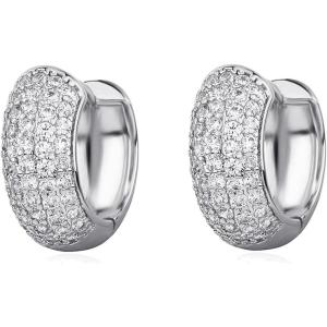 TOPGRILLZ Diamond Gold Hoop Earrings 5A+ Cubic Zirconia 14K Gold Small Chunky Thick Cartilage Hoop Huggie Earrings For Men Women(Silver)