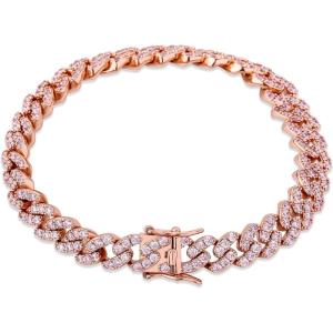 TOPGRILLZ Gold Anklets for Women Cuban Link Anklets Iced out Faux Diamond Chunky Ankle Bracelets 8mm 14K Gold Silver Plated Minimalist Fashion Foot Jewelry(Rose Gold)