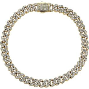 TOPGRILLZ Gold Anklets for Women Cuban Link Anklets Iced out Faux Diamond Chunky Ankle Bracelets 8mm 14K Gold Silver Plated Minimalist Fashion Foot Jewelry(Gold)