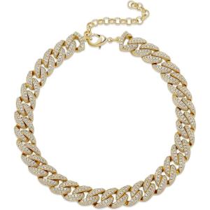 TOPGRILLZ Gold Anklets for Women Cuban Link Anklets Iced out Faux Diamond Chunky Ankle Bracelets 8mm 14K Gold Silver Plated Minimalist Fashion Foot Jewelry(Gold Extension)