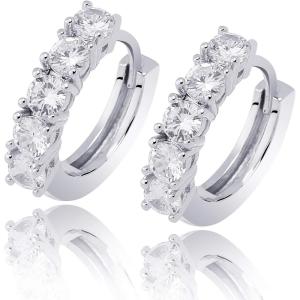 TOPGRILLZ Gold Plated Hoop Earrings For Men 14K Golden Silver Plated 5A+ Cubic Zirconia Huggie Earrings Cartilage Hypoallergenic Cuff Earrings Trendy(One Side Silver)