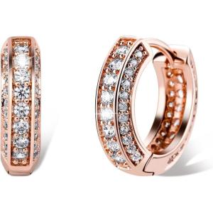 TOPGRILLZ Iced Out Hoop Earrings Cubic Zirconia Huggie Cartilage Cuff Hypoallergenic Luxury Fashion Round Circle Earrings For Men Women