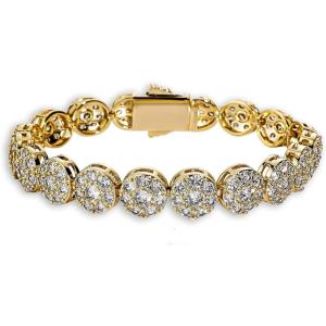 TOPGRILLZ Tennis Bracelet for Women and Men – 14K Gold Plated Brass 10mm Iced Out Cubic Zirconia Link Fashion Jewelry Pulseras Para Mujer(7″ Gold)