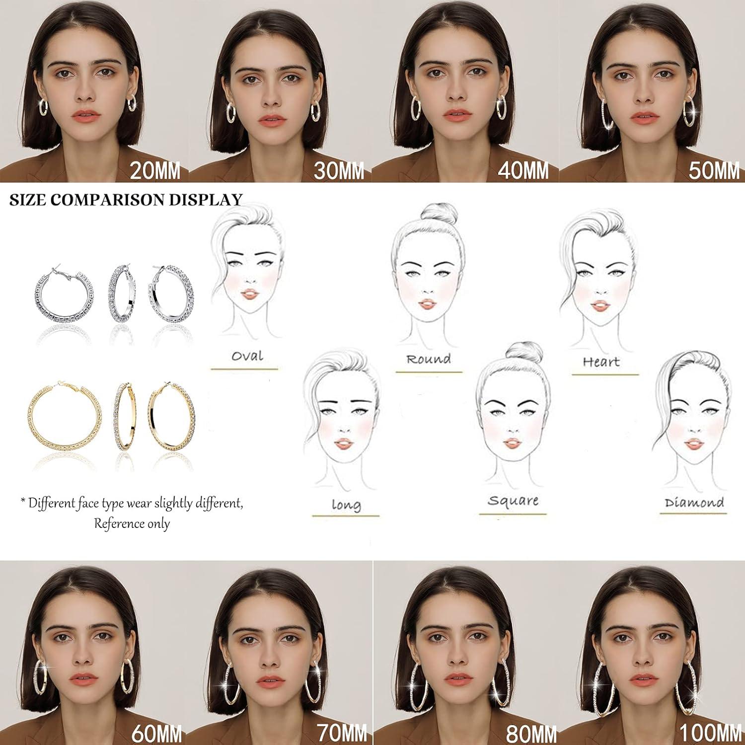 imageTOPGRILLZ Large Hoop Cuff Iced Out Earrings For Women Female 925 Sterling Silver Cubic Zirconia Crystal Stud Back Baguette Wedding Bridal Jewelry