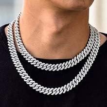 imageTOPGRILLZ 20mm 6 Times 14K Gold Plated Iced Out Lab Diamond Miami Cuban Link Chain Choker for Men with Box Clasp Hip Hoptricolorgoldplated