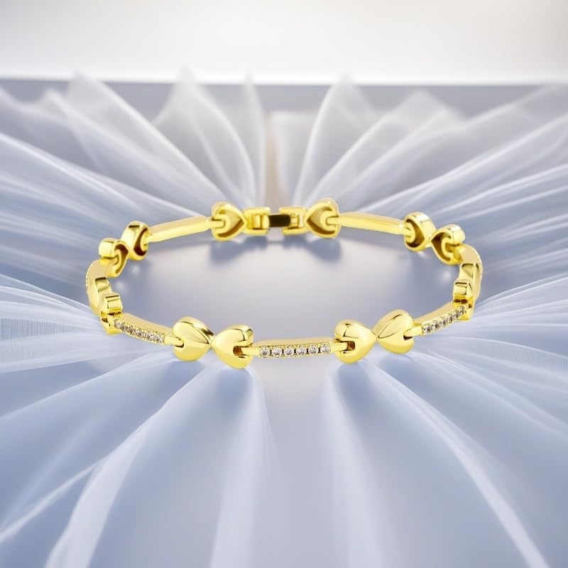 image:imageTOPGRILLZ Anklets for Women 2 mm Heart Bows Design 14K Gold Plated 5A Cubic Zirconia Ankle Bracelets with Fold Over Clasp Summer Beach Jewelry 8 IN 9 IN 10 INSilvery85 inches