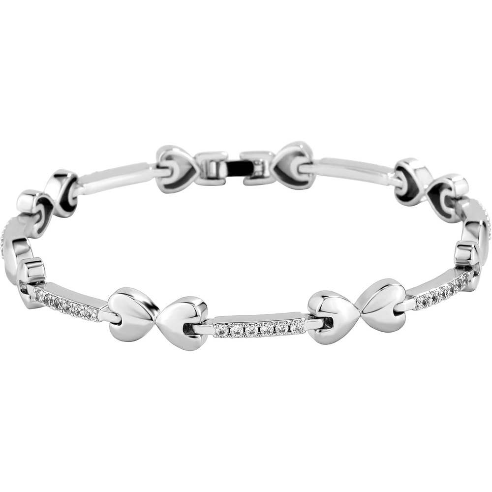 image:imageTOPGRILLZ Anklets for Women 2 mm Heart Bows Design 14K Gold Plated 5A Cubic Zirconia Ankle Bracelets with Fold Over Clasp Summer Beach Jewelry 8 IN 9 IN 10 INSilvery9 inches